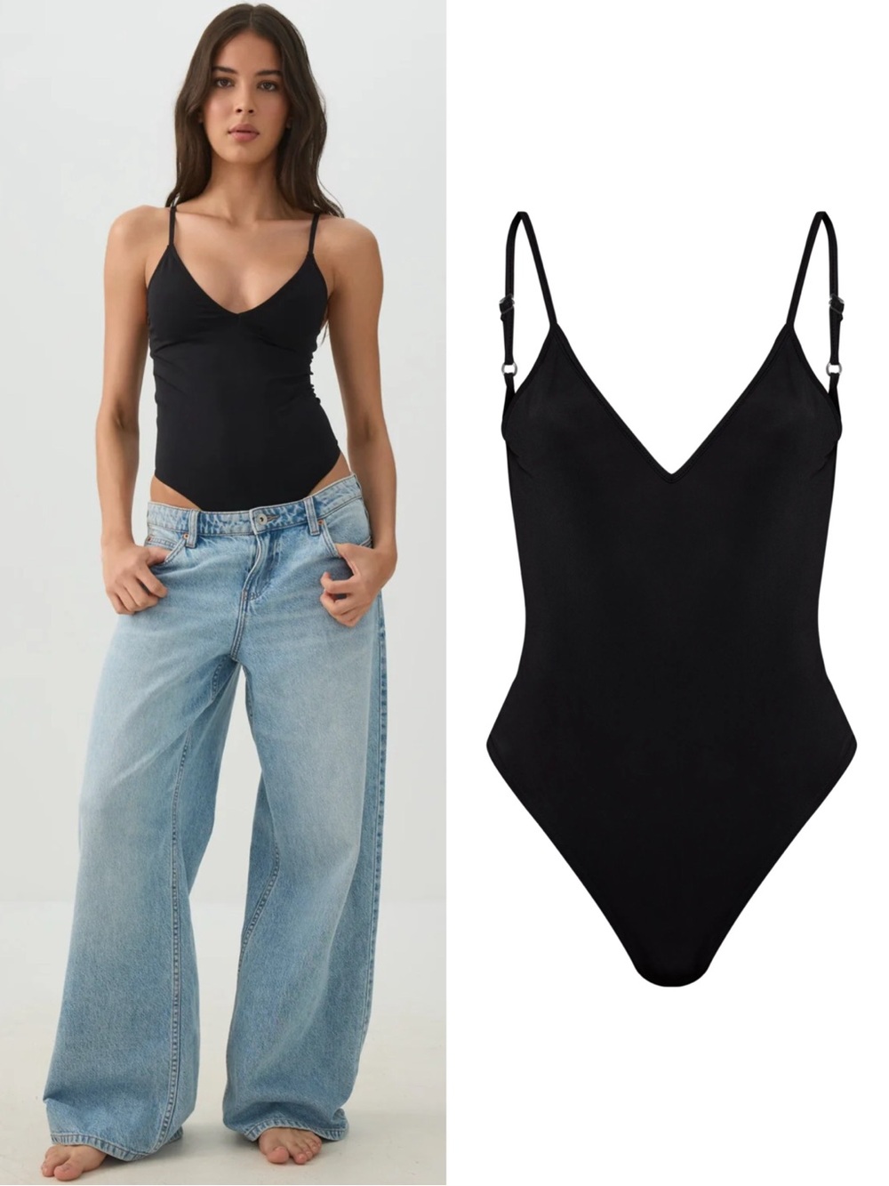 NWT • Double Lined V-Neck Bodysuit